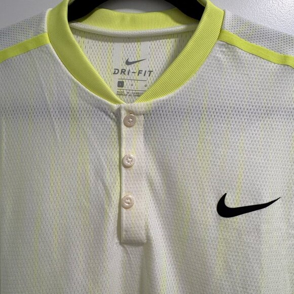Nike Men’s Dri-FIT Shirt — White with Lime Green Details | Size L (Worn Once) - Picture 6 of 7